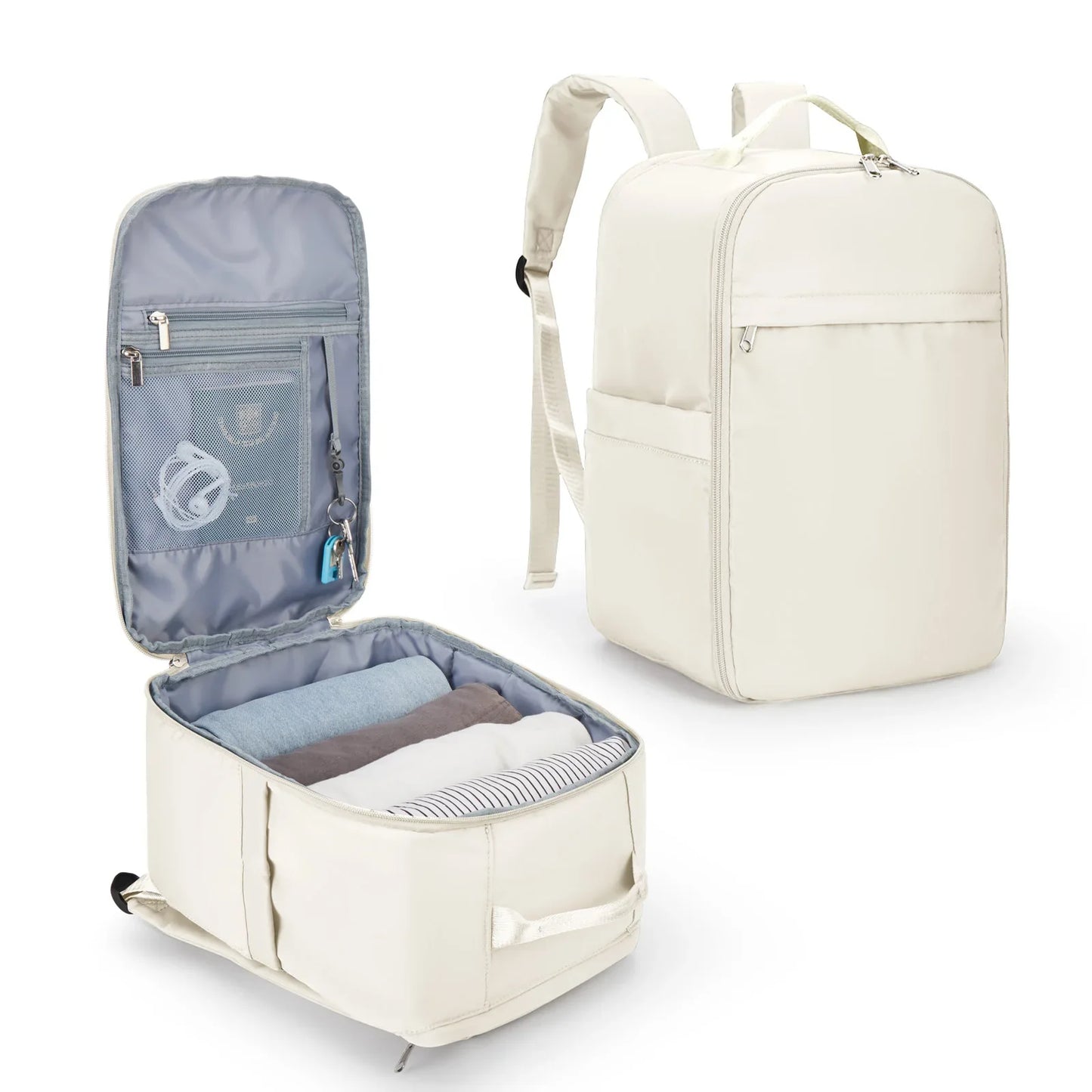 Mochila de Viaje Cabina de Nailon Beige – Funcionalidad Inteligente y Estilo Premium