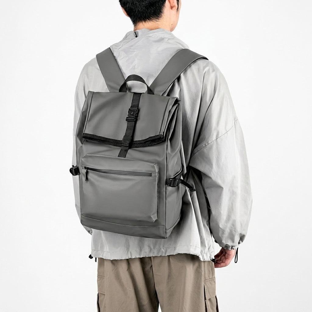 Mochila Urbana de Oxford Gris – Diseño Minimalista y Uso Diario