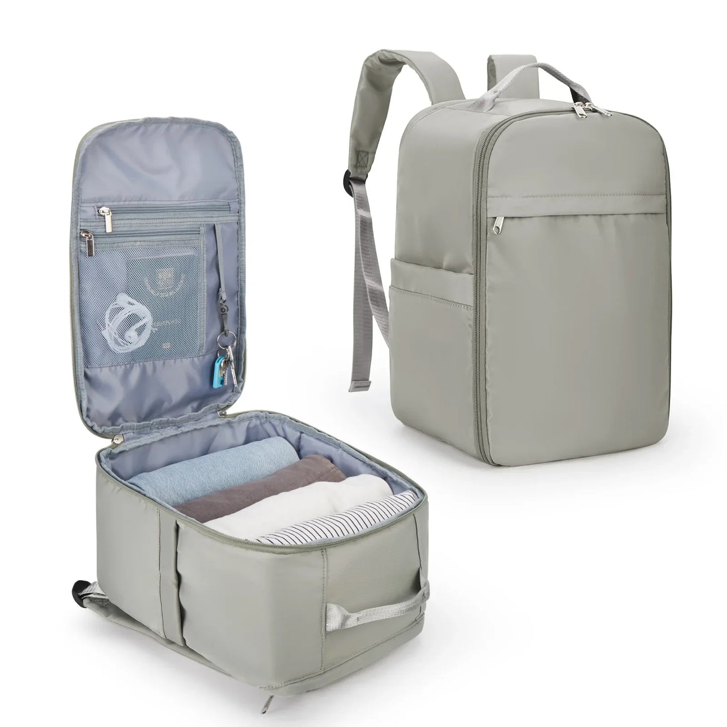 Mochila de Viaje Cabina de Nailon Gris Piedra– Elegancia Funcional y Estilo Atemporal
