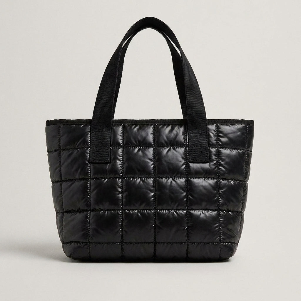 Bolso Shopper de Nylon Acolchado Metálico