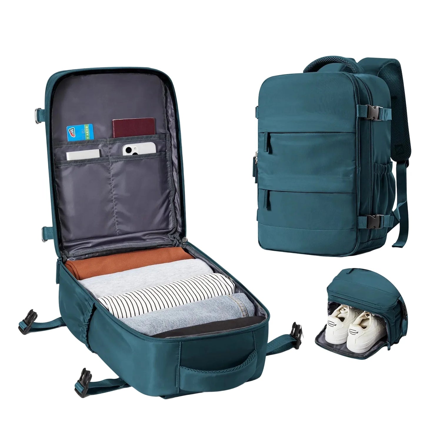 Mochila de Viaje Cabina de Nailon Azul – Ligera, Espaciosa y Versátil