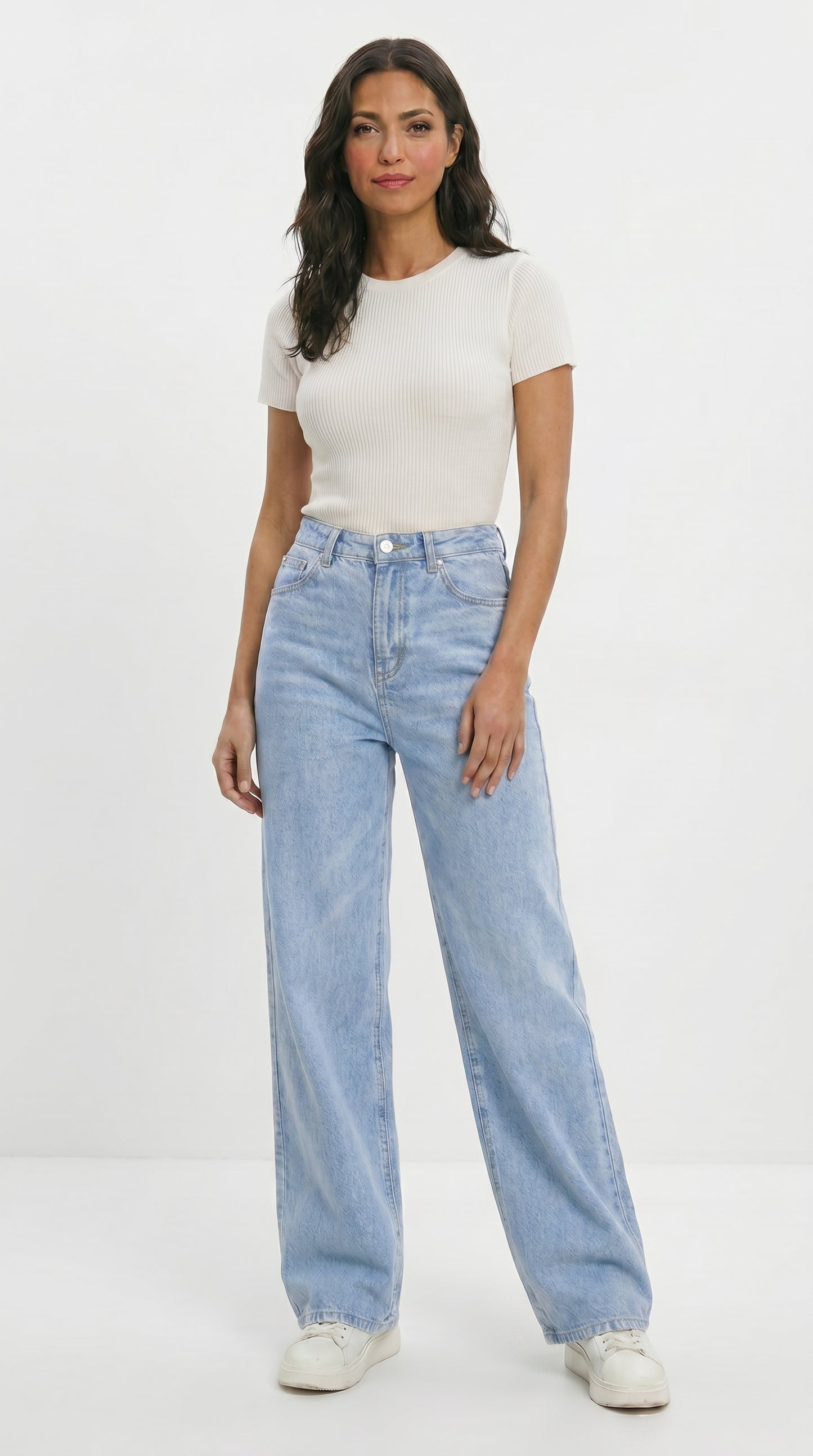 Jeans Wide Leg tiro alto