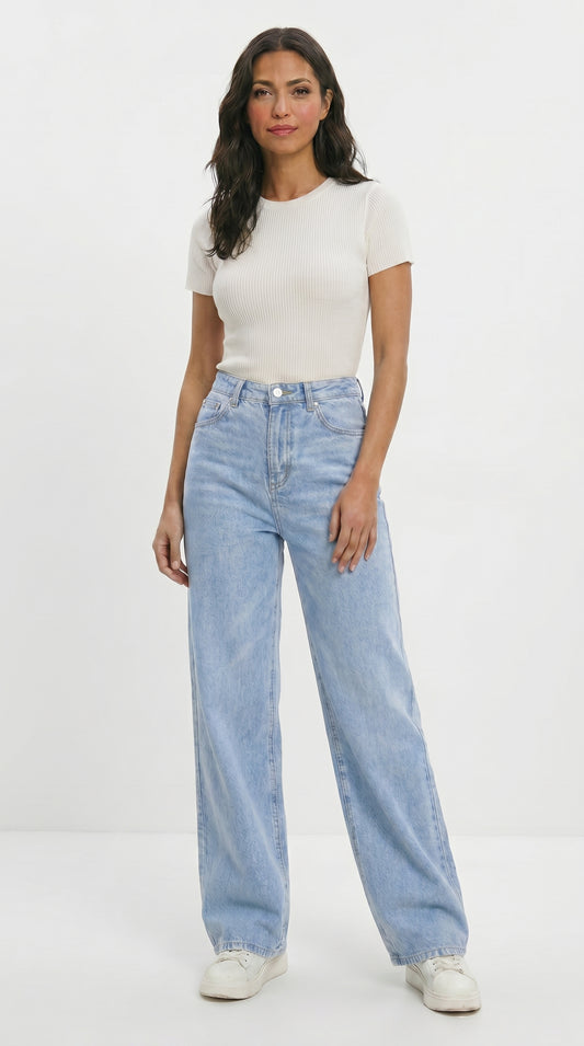 Jeans Wide Leg tiro alto