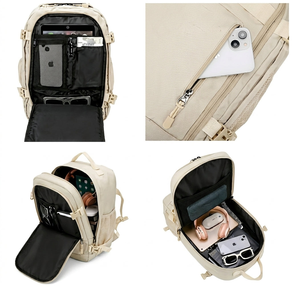 Mochila de Viaje Cabina Beige – Elegancia Funcional y Máxima Comodidad
