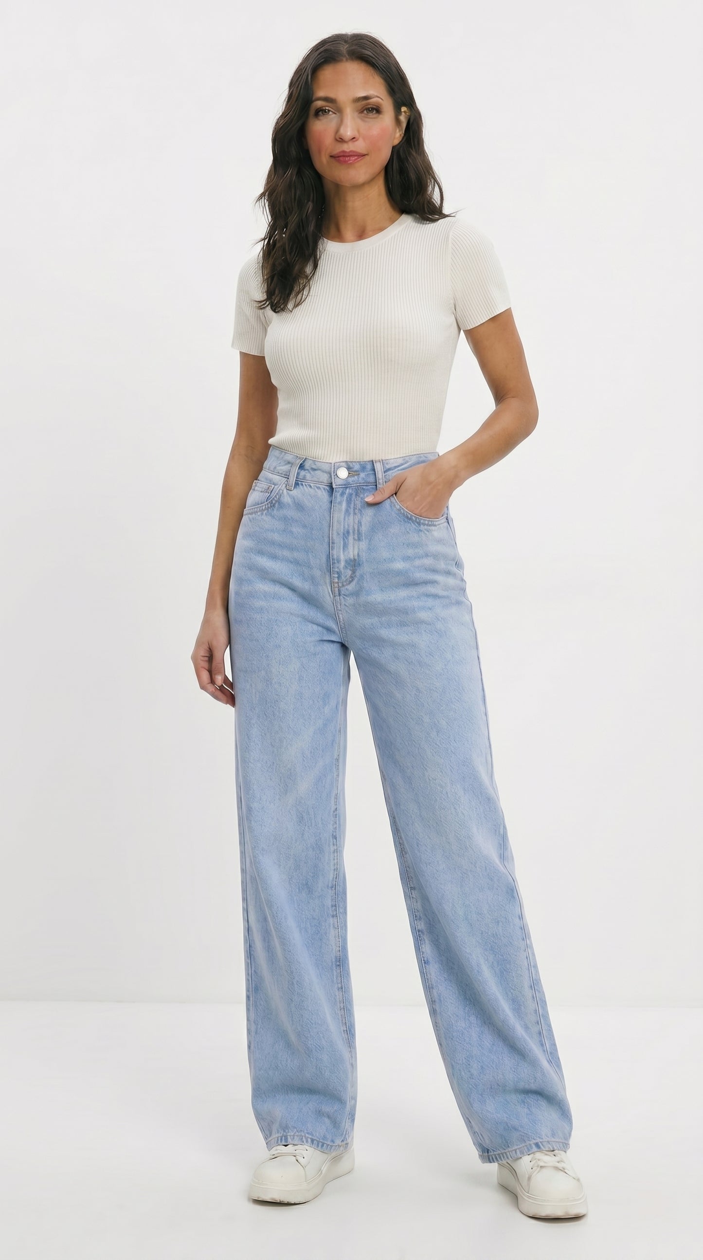 Jeans Wide Leg tiro alto