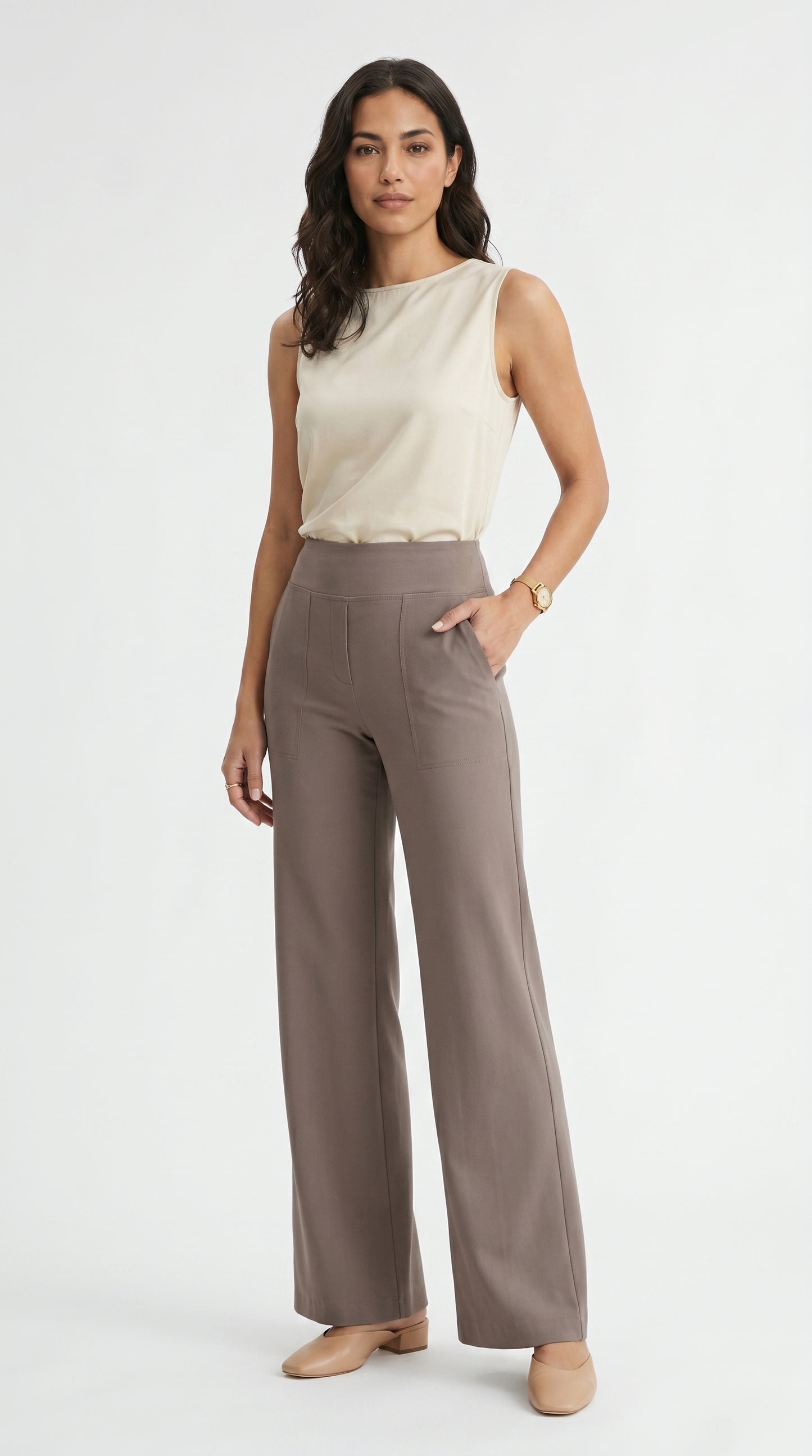 Pantalón elástico de tiro alto