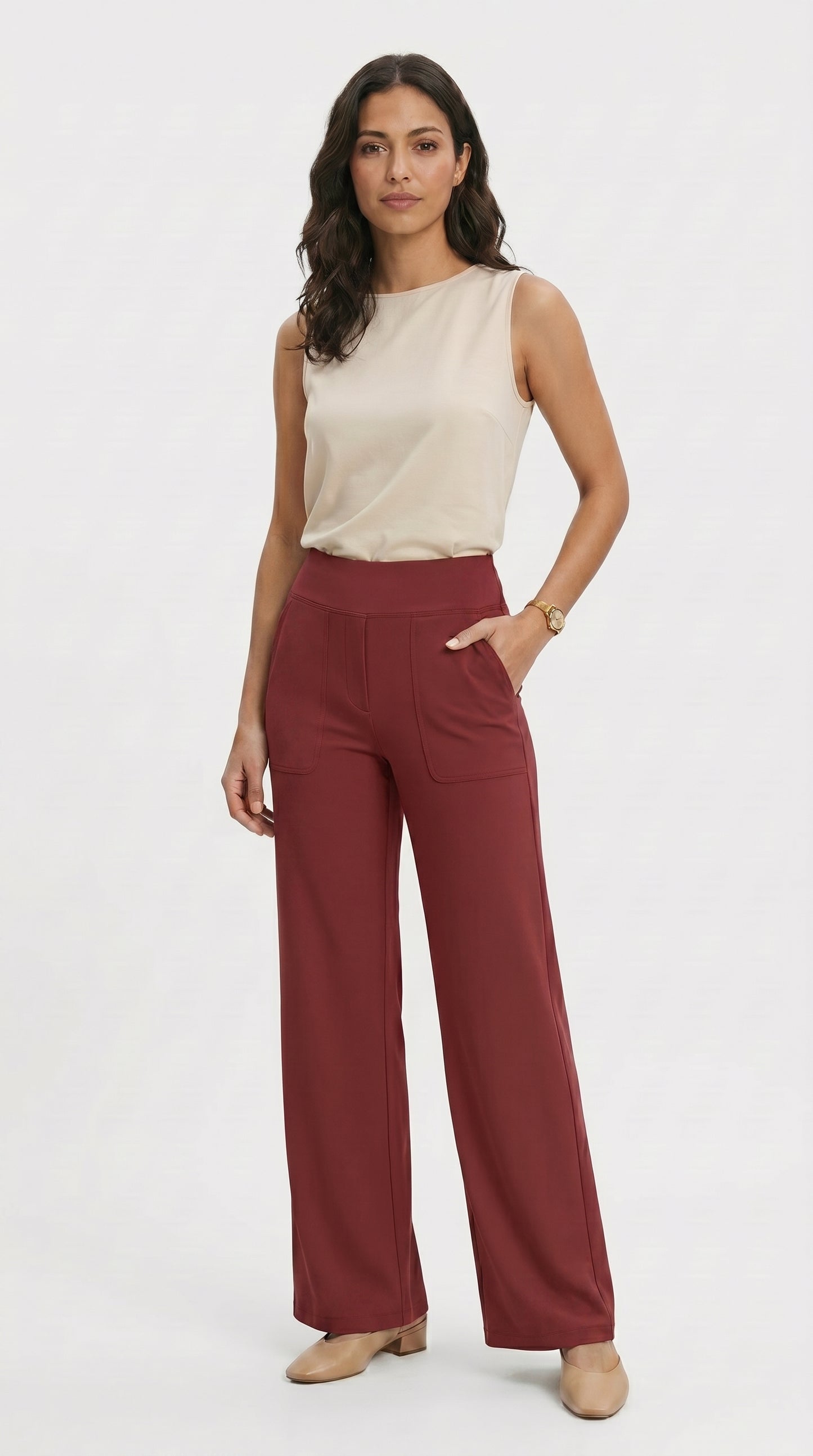 Pantalón elástico de tiro alto