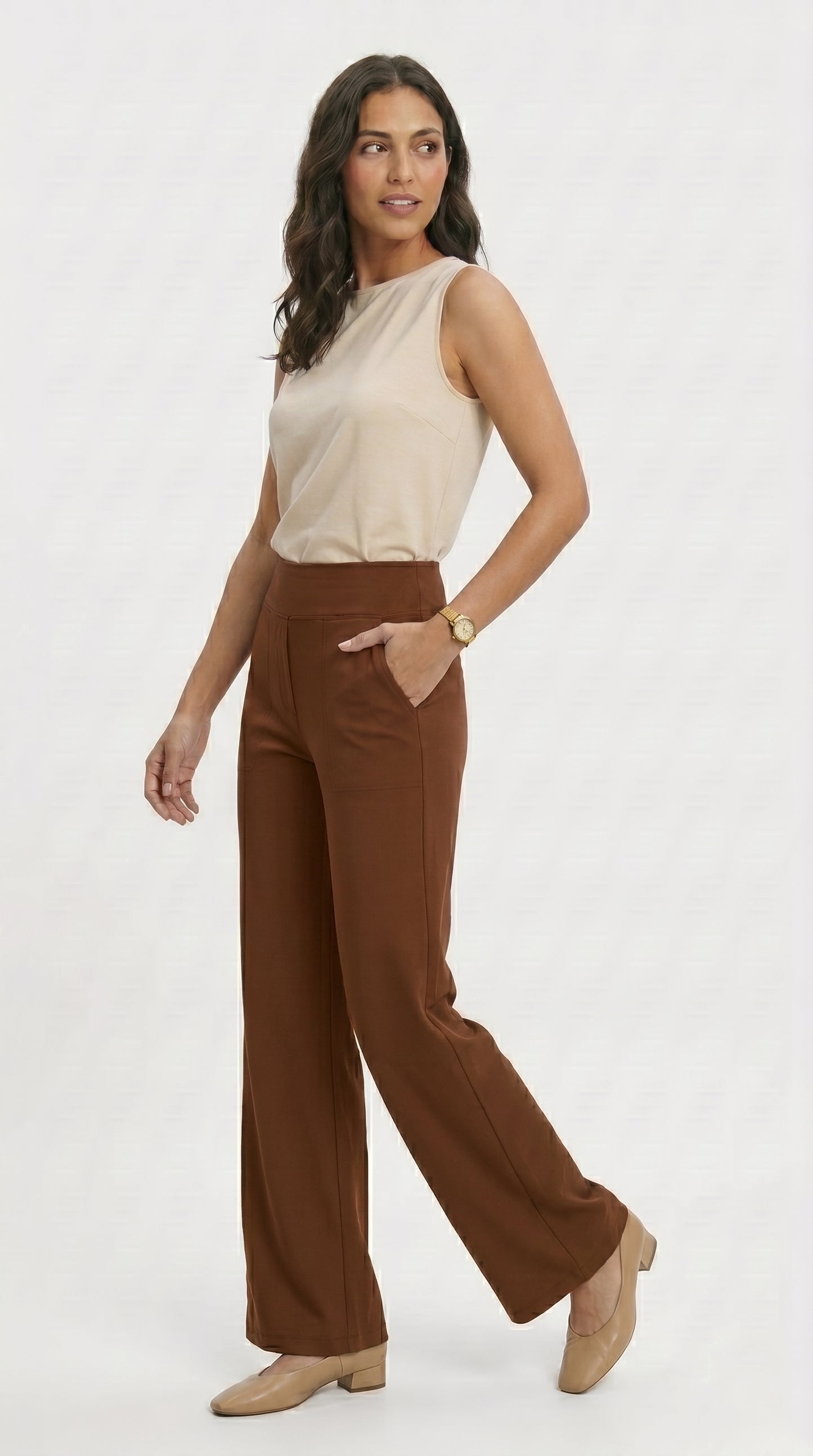 Pantalón elástico de tiro alto