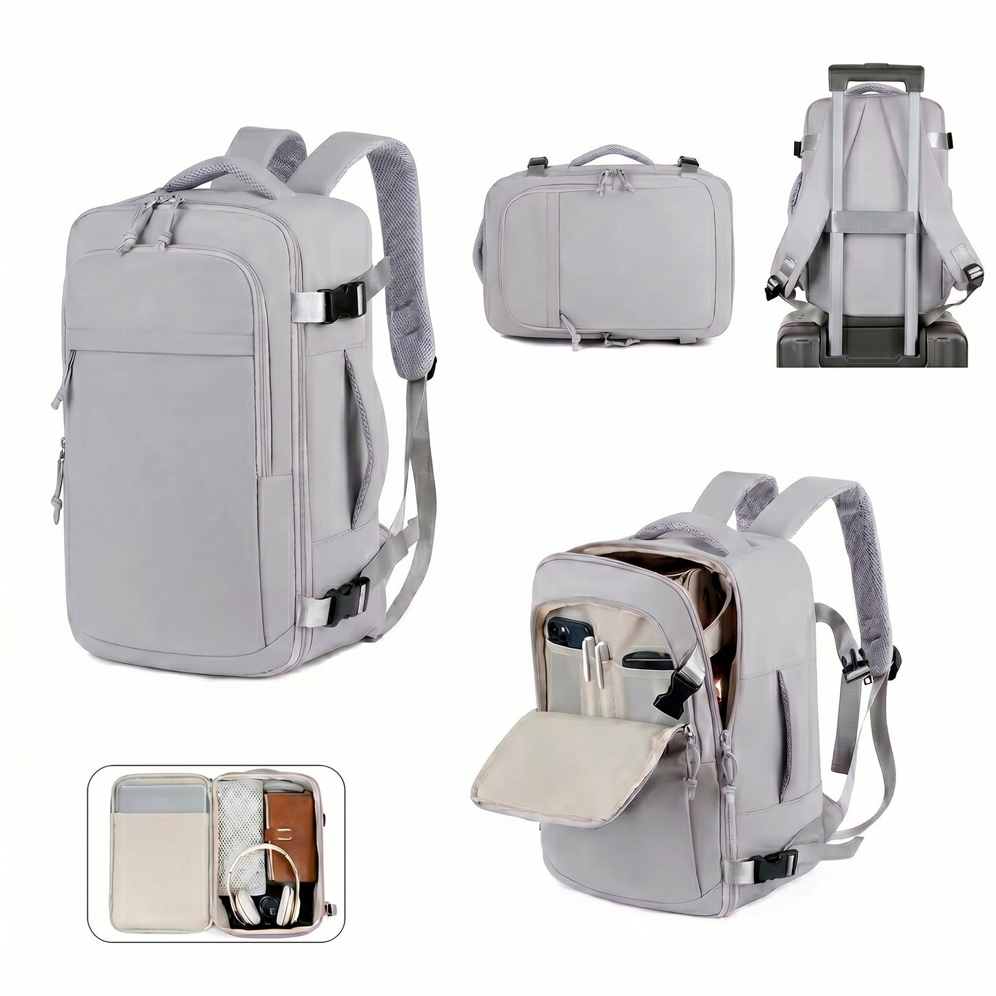 Mochila de Viaje Gris: Aprobada para Cabina y Negocios