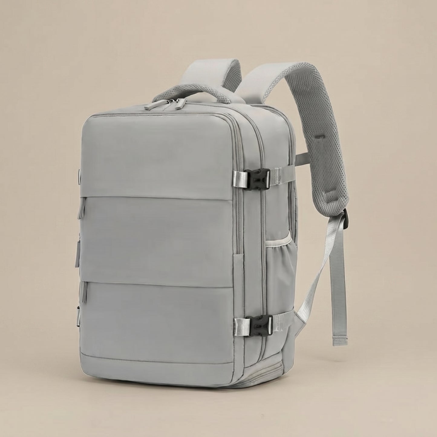 Mochila de Viaje pro Gris – Impermeable y con Compartimento para Zapatos