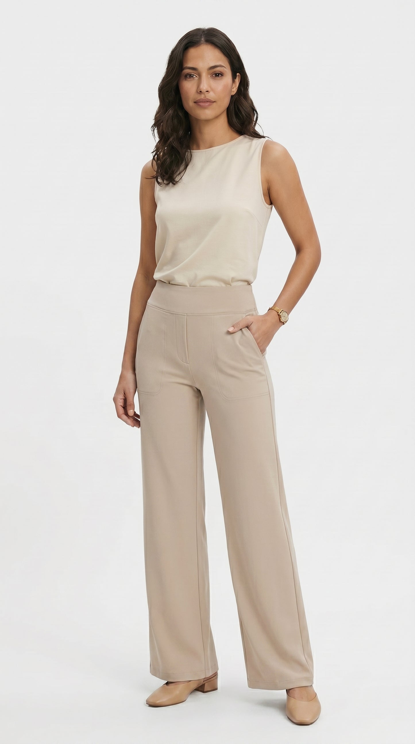 Pantalón elástico de tiro alto