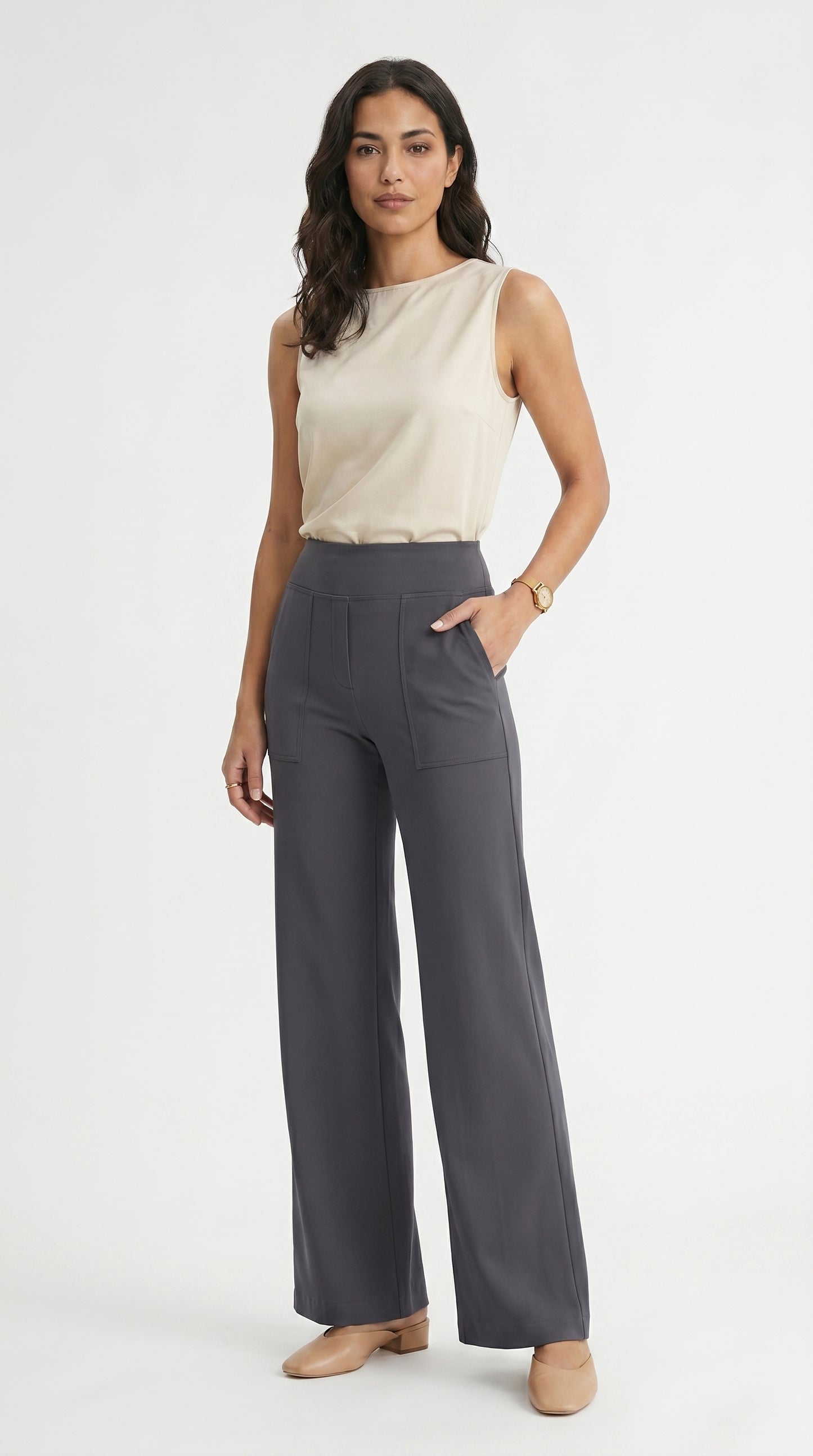 Pantalón elástico de tiro alto
