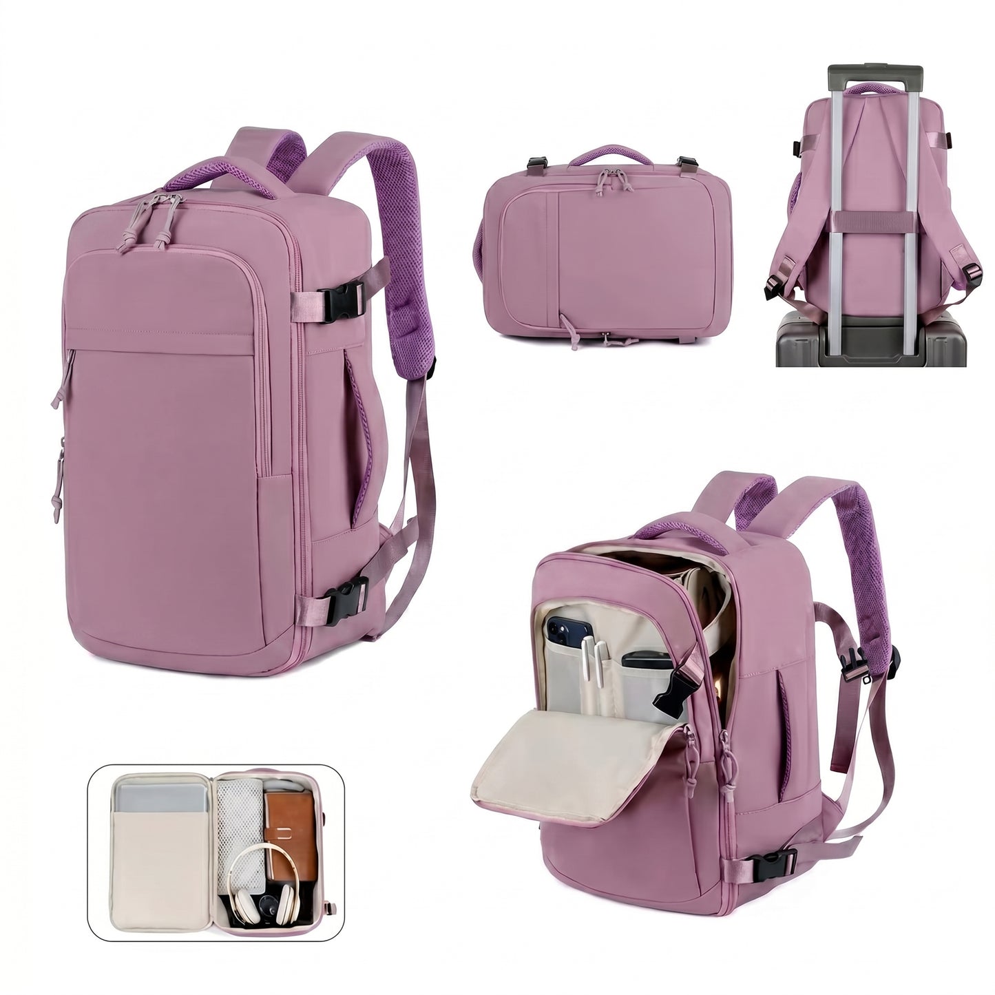 Mochila de Viaje Rosa: Medida Perfecta para Cabina y Máximo Confort